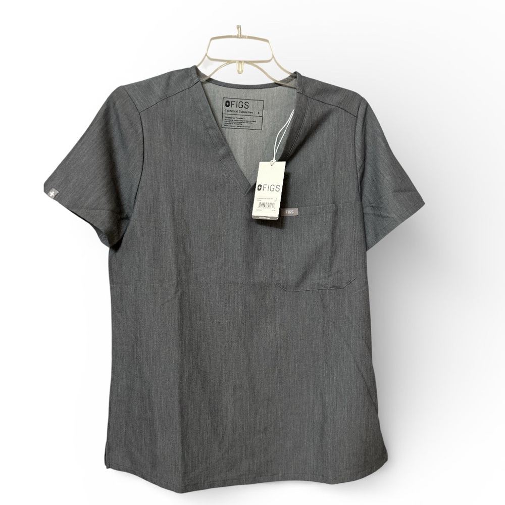 NWT Figs Scrubs top Gray Catarina size small one pocket